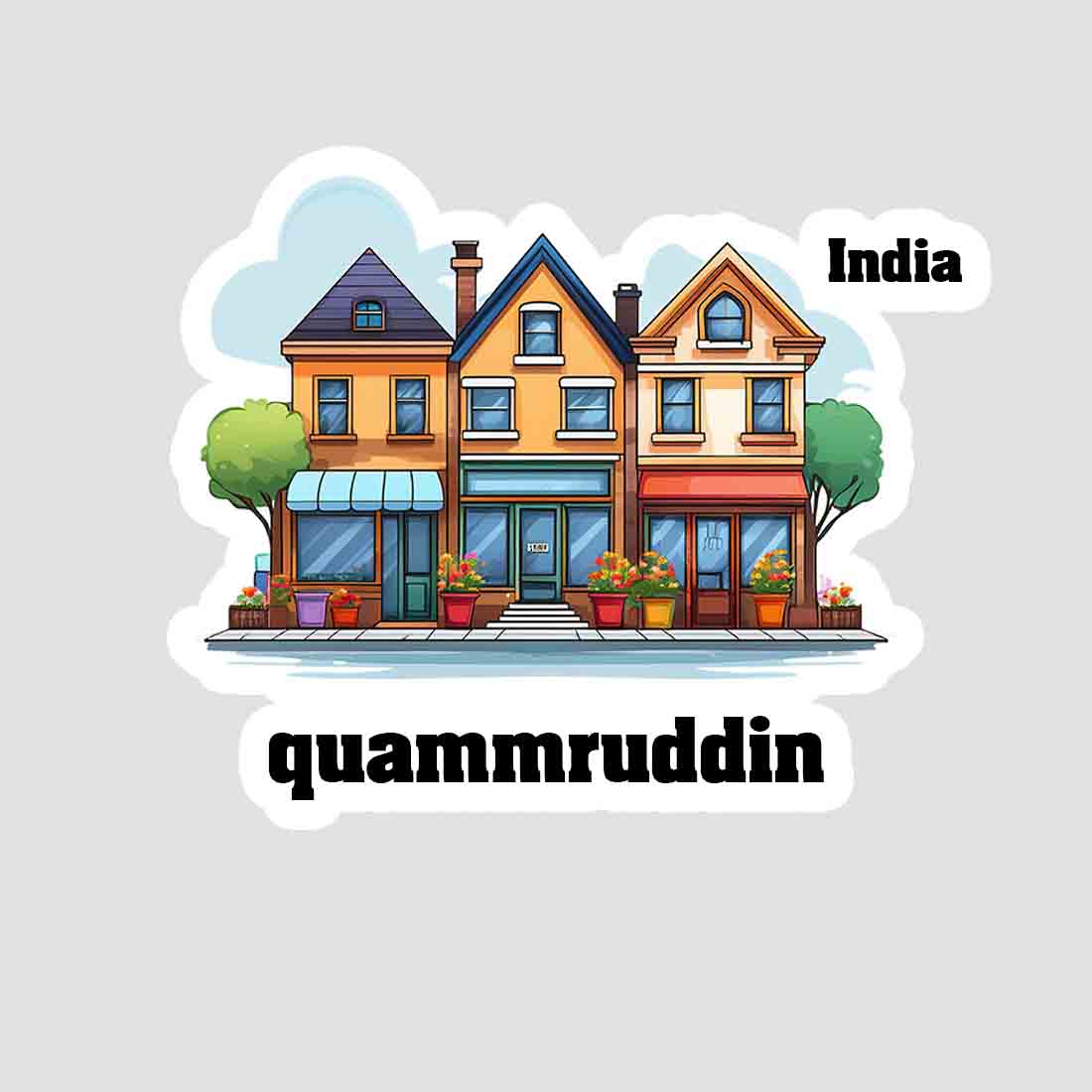 Quammruddin Three Home Offiec Shop Town Sticker & Magnet | Home Town Souvenirs