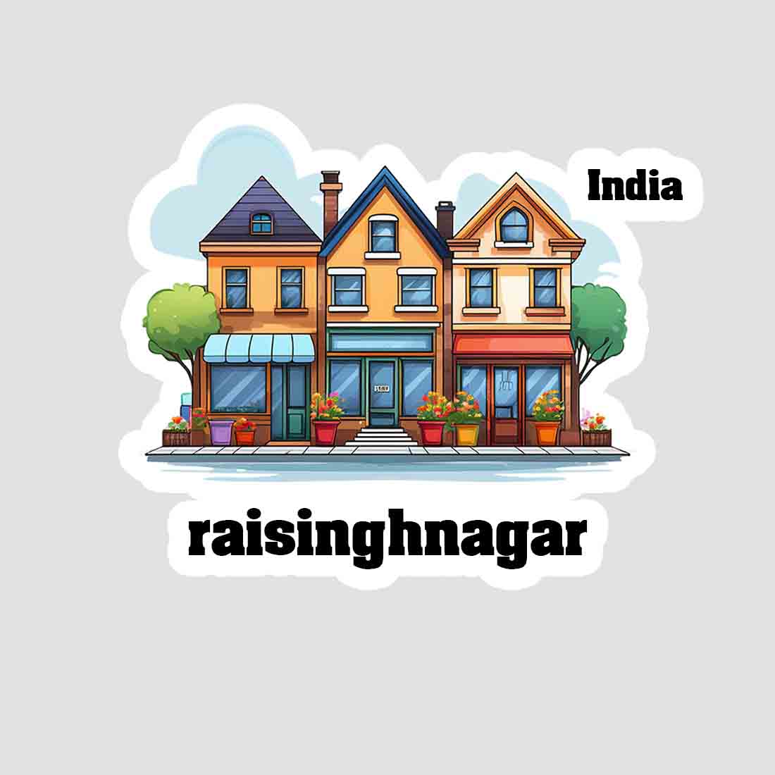Raisinghnagar Three Home Offiec Shop Town Sticker & Magnet | Home Town Souvenirs