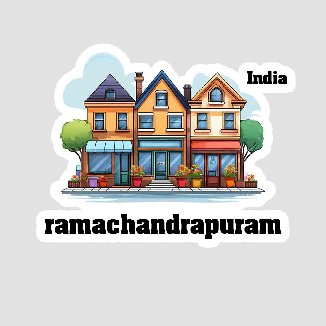 Ramachandrapuram Three Home Offiec Shop Town Sticker & Magnet | Home Town Souvenirs
