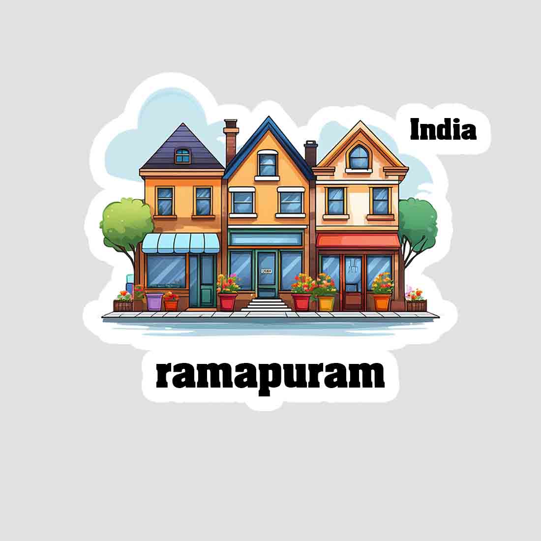 Ramapuram Three Home Offiec Shop Town Sticker & Magnet | Home Town Souvenirs