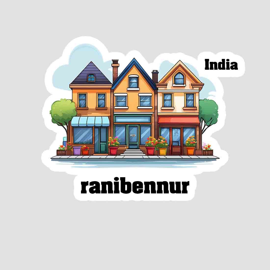 Ranibennur Three Home Offiec Shop Town Sticker & Magnet | Home Town Souvenirs
