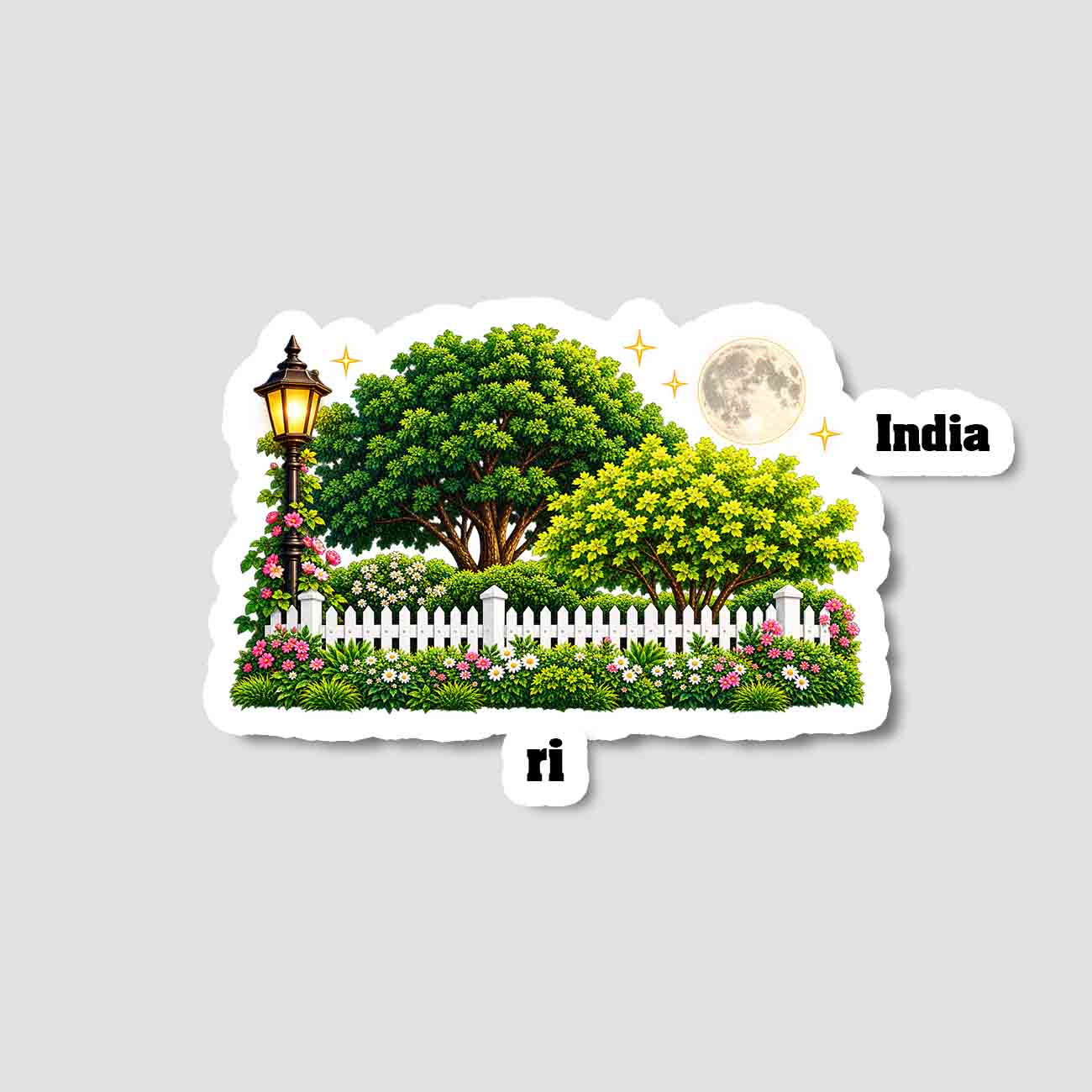 Ri Home Town Night Trees Landscape Shape Sticker & Magnet