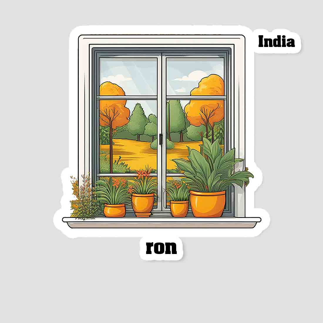 Ron Home Window White Plants Pots Sticker & Magnet