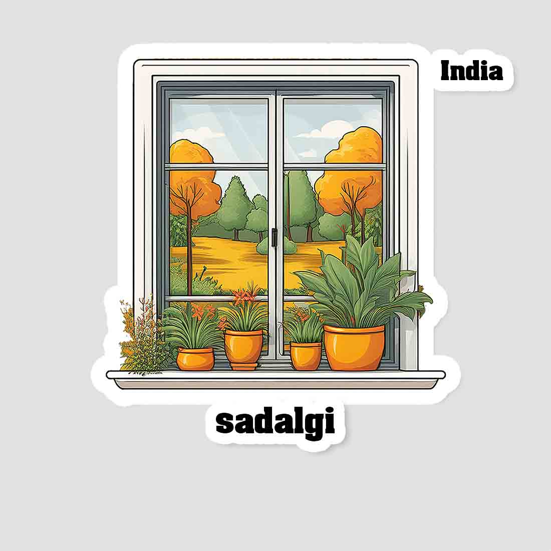 Sadalgi Home Window White Plants Pots Sticker & Magnet