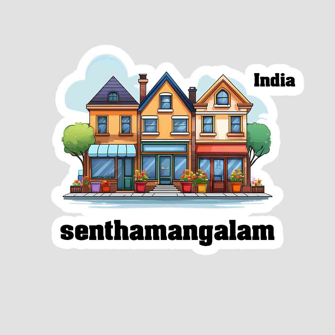 Senthamangalam Three Home Offiec Shop Town Sticker & Magnet | Home Town Souvenirs