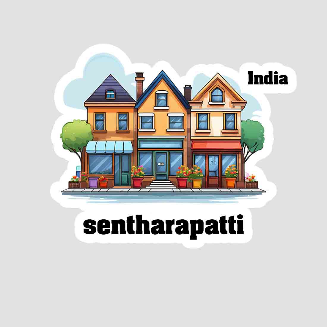 Sentharapatti Three Home Offiec Shop Town Sticker & Magnet | Home Town Souvenirs