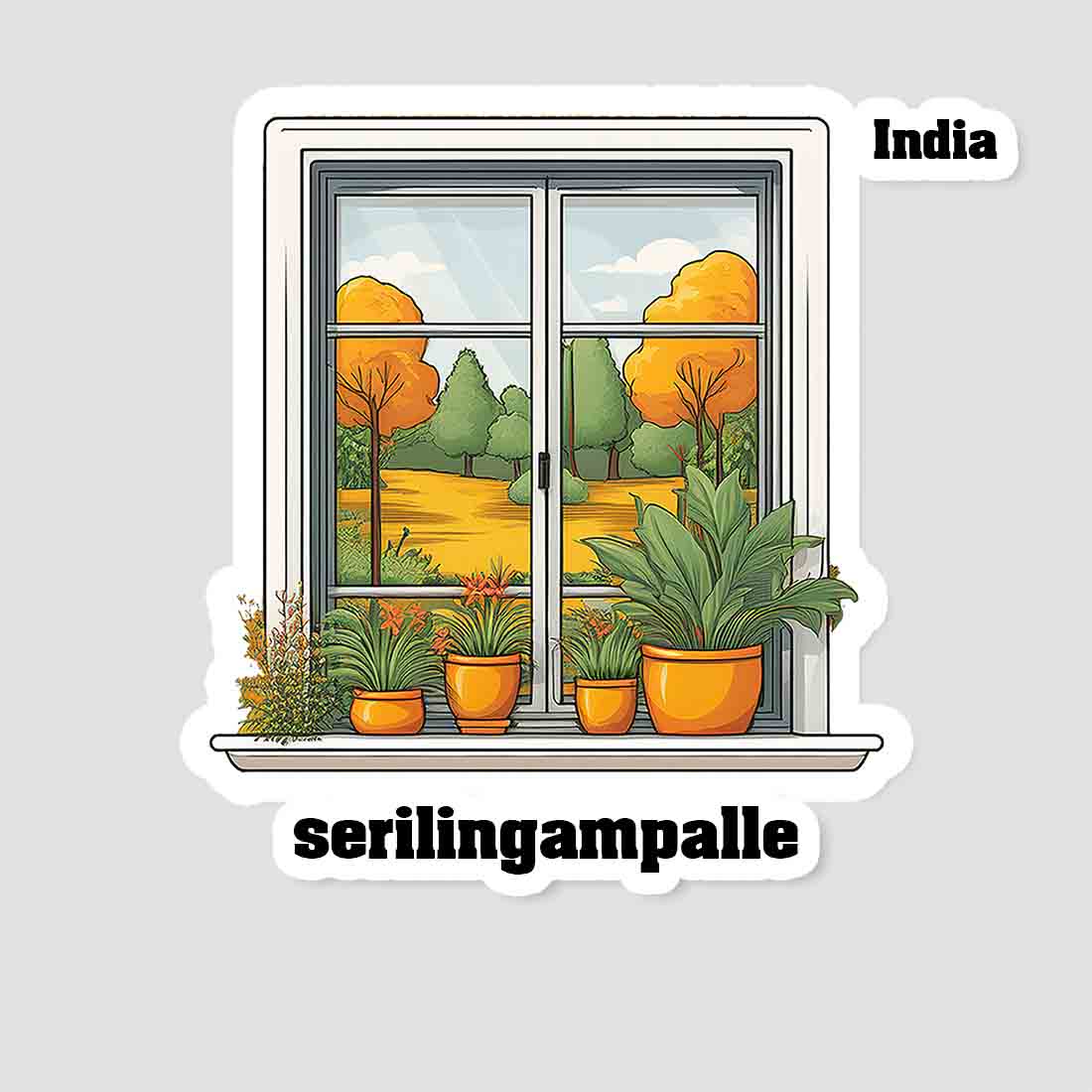 Serilingampalle Home Window White Plants Pots Sticker & Magnet