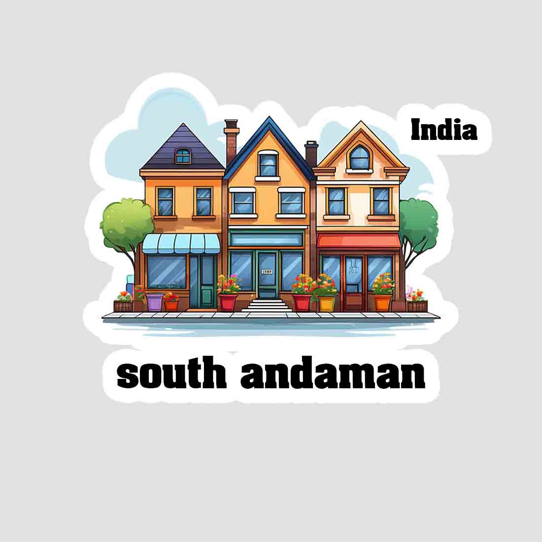 South Andaman Three Home Offiec Shop Town Sticker & Magnet | Home Town Souvenirs