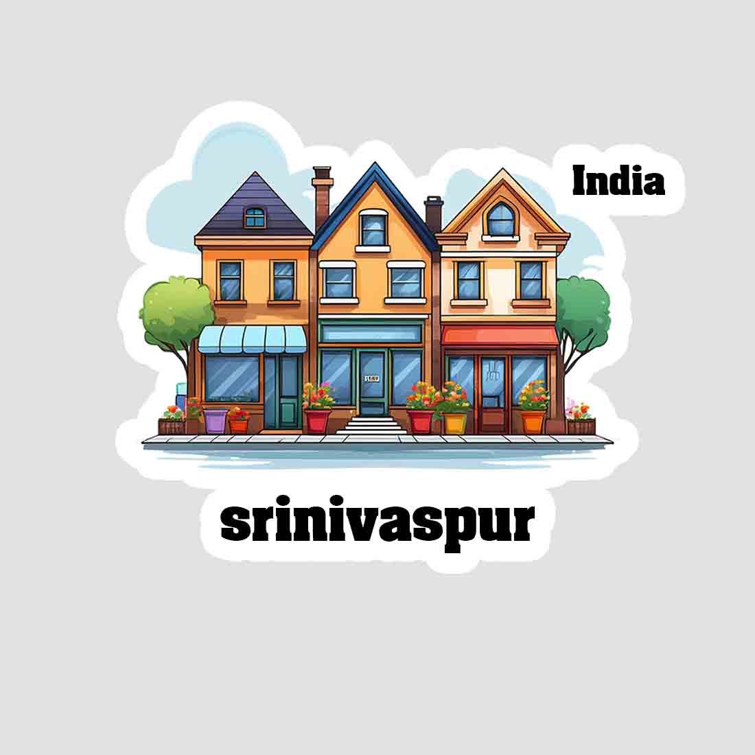 Srinivaspur Three Home Offiec Shop Town Sticker & Magnet | Home Town Souvenirs