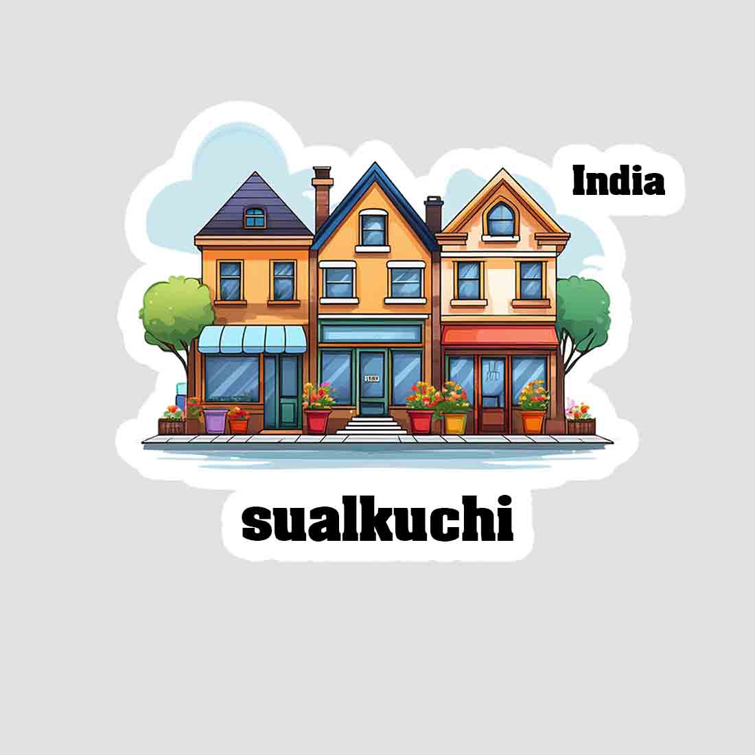 Sualkuchi Three Home Offiec Shop Town Sticker & Magnet | Home Town Souvenirs