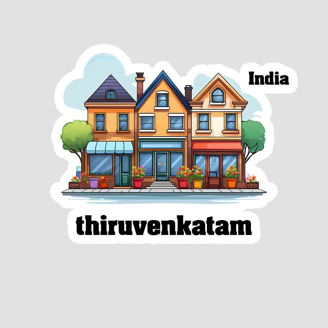 Thiruvenkatam Three Home Offiec Shop Town Sticker & Magnet | Home Town Souvenirs