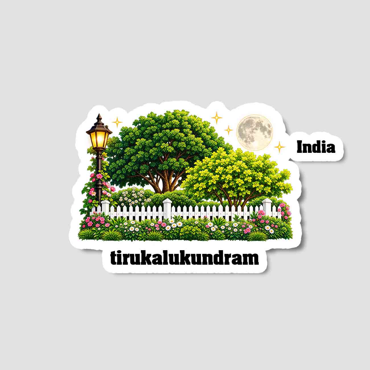 Tirukalukundram Home Town Night Trees Landscape Shape Sticker & Magnet