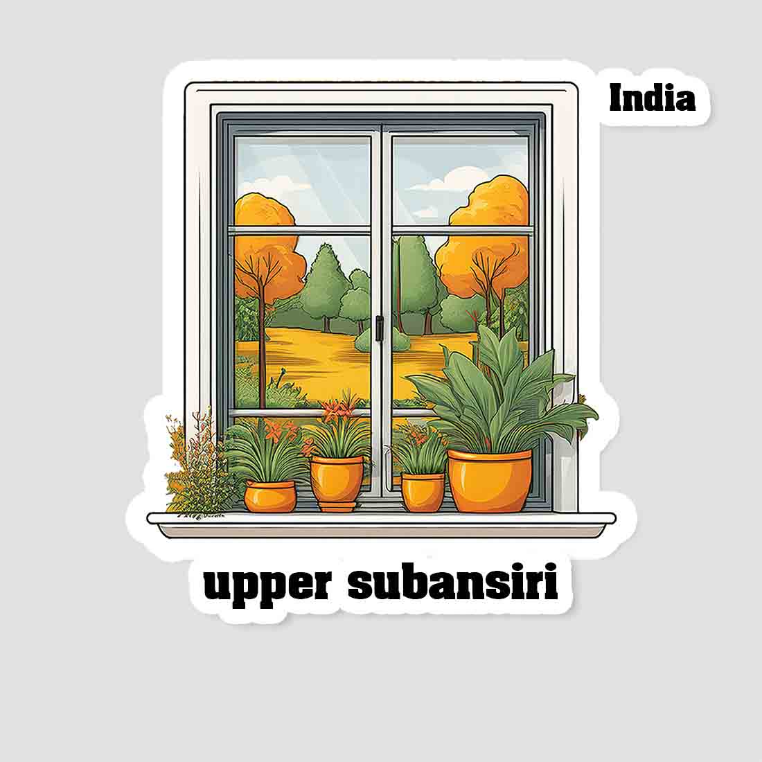 Upper Subansiri Home Window White Plants Pots Sticker & Magnet