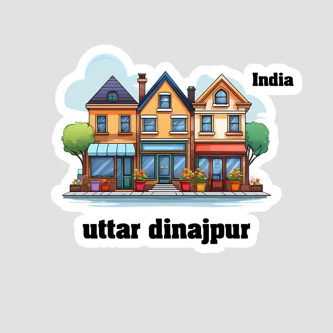 Uttar Dinajpur Three Home Offiec Shop Town Sticker & Magnet | Home Town Souvenirs