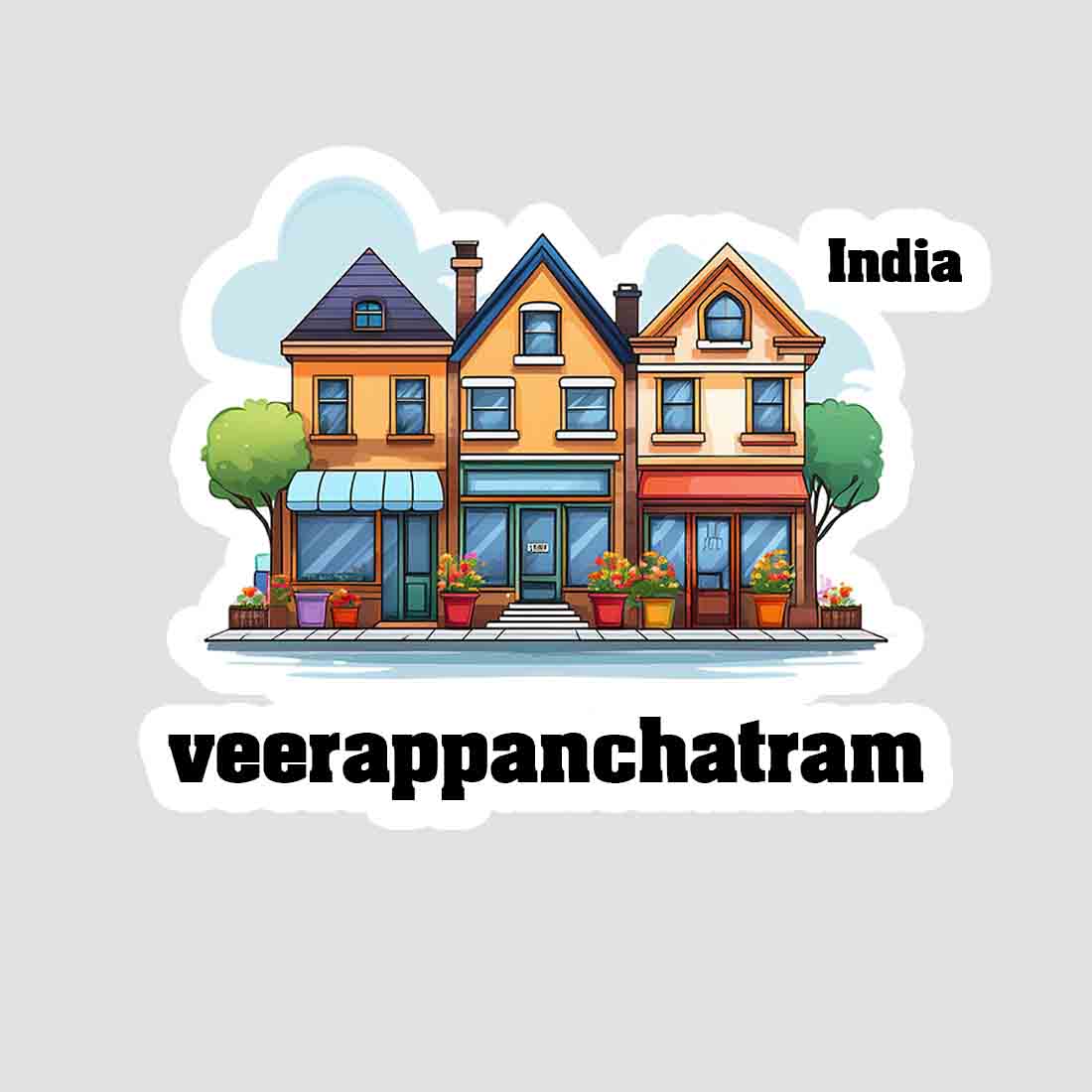 Veerappanchatram Three Home Offiec Shop Town Sticker & Magnet | Home Town Souvenirs