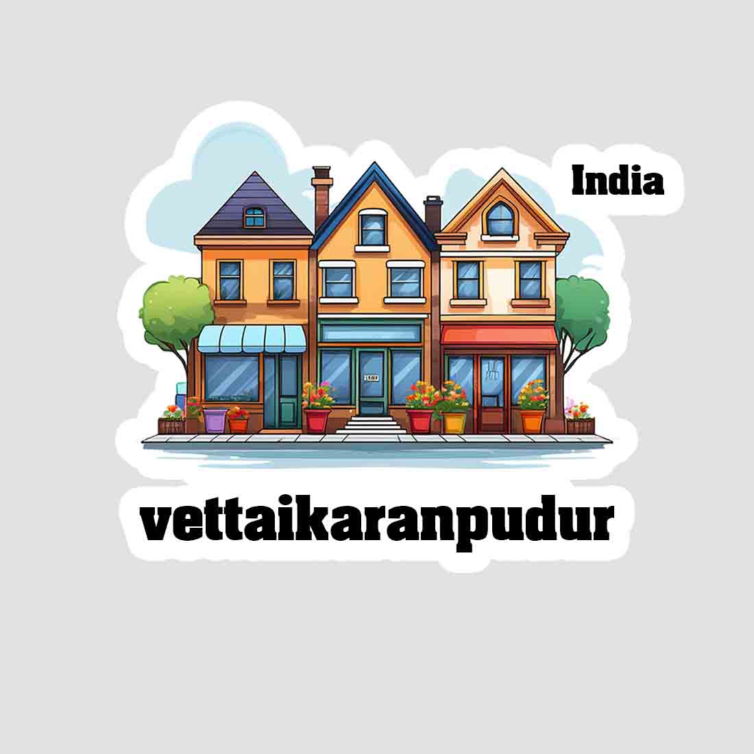 Vettaikaranpudur Three Home Offiec Shop Town Sticker & Magnet | Home Town Souvenirs
