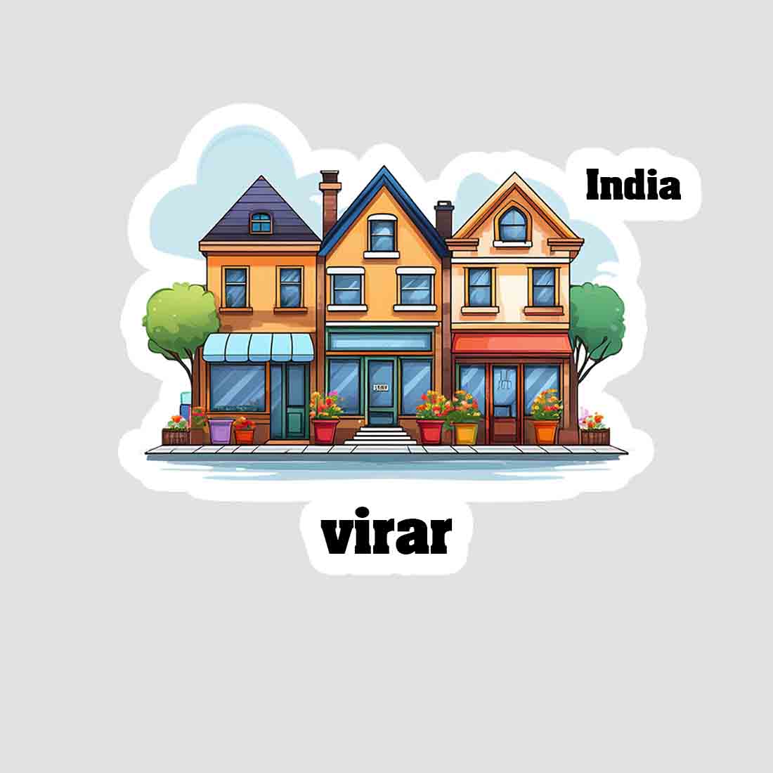 Virar Three Home Offiec Shop Town Sticker & Magnet | Home Town Souvenirs