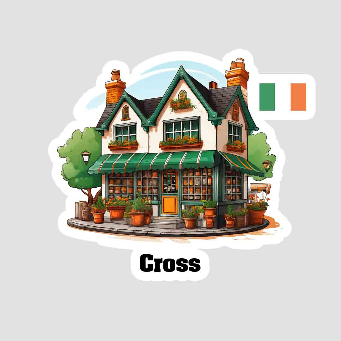 Cross Home Town Office Shop Sticker
