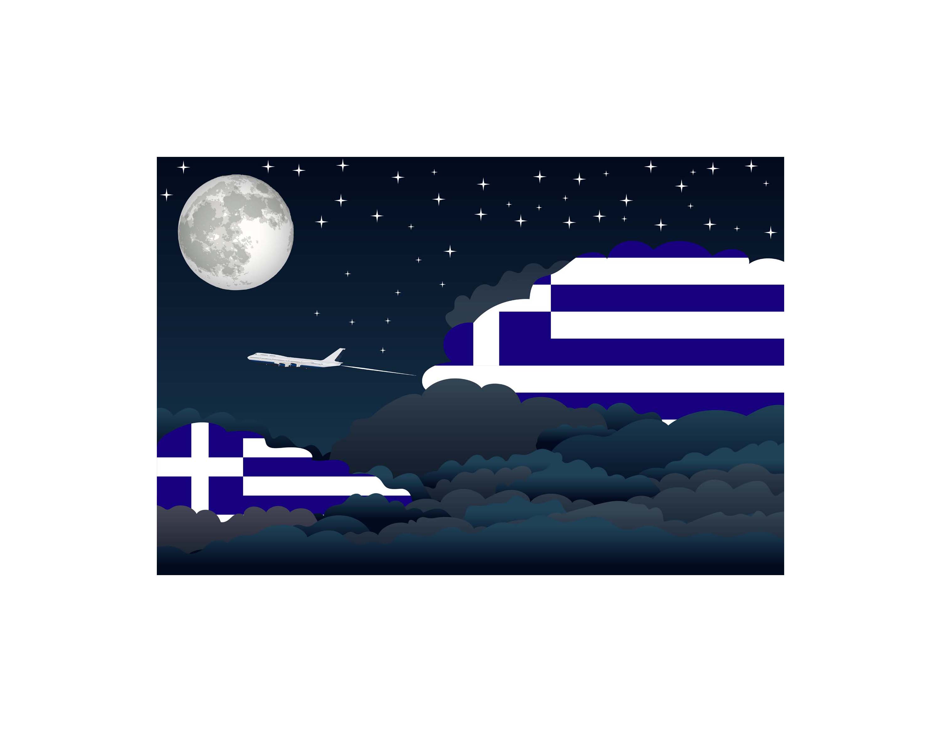 Greece Night Clouds Sticker
