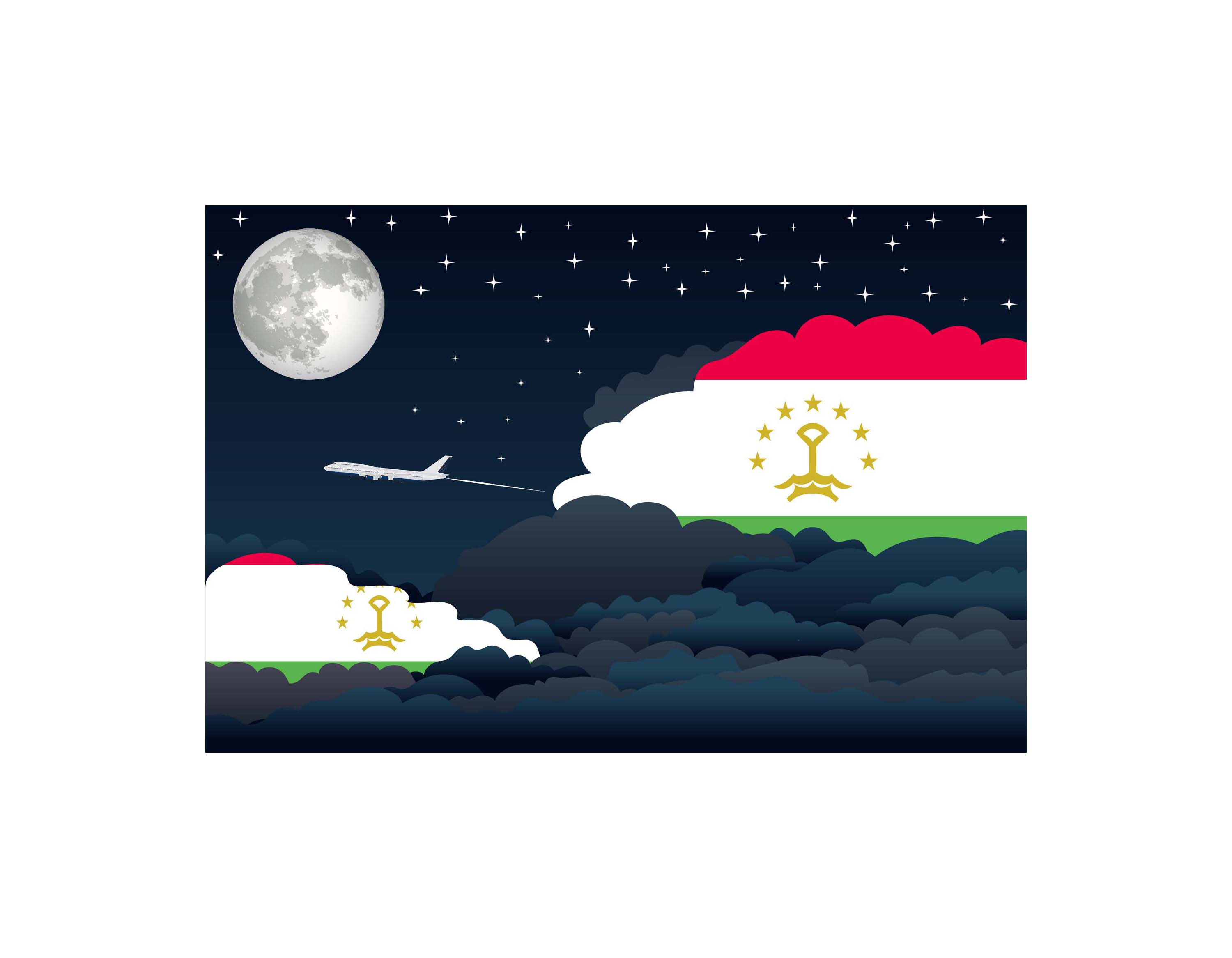Tajikistan Night Clouds Sticker