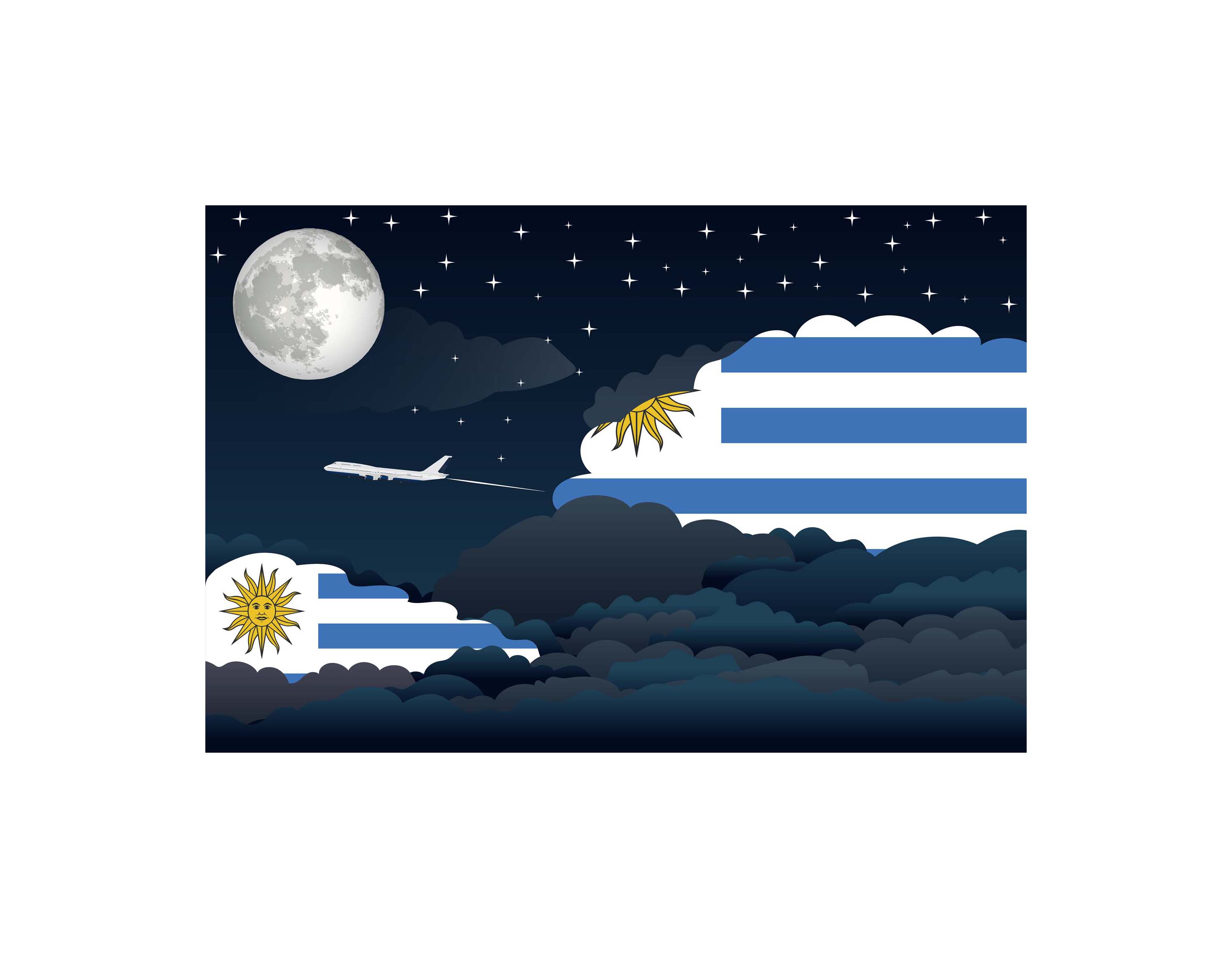 Uruguay Night Clouds Sticker