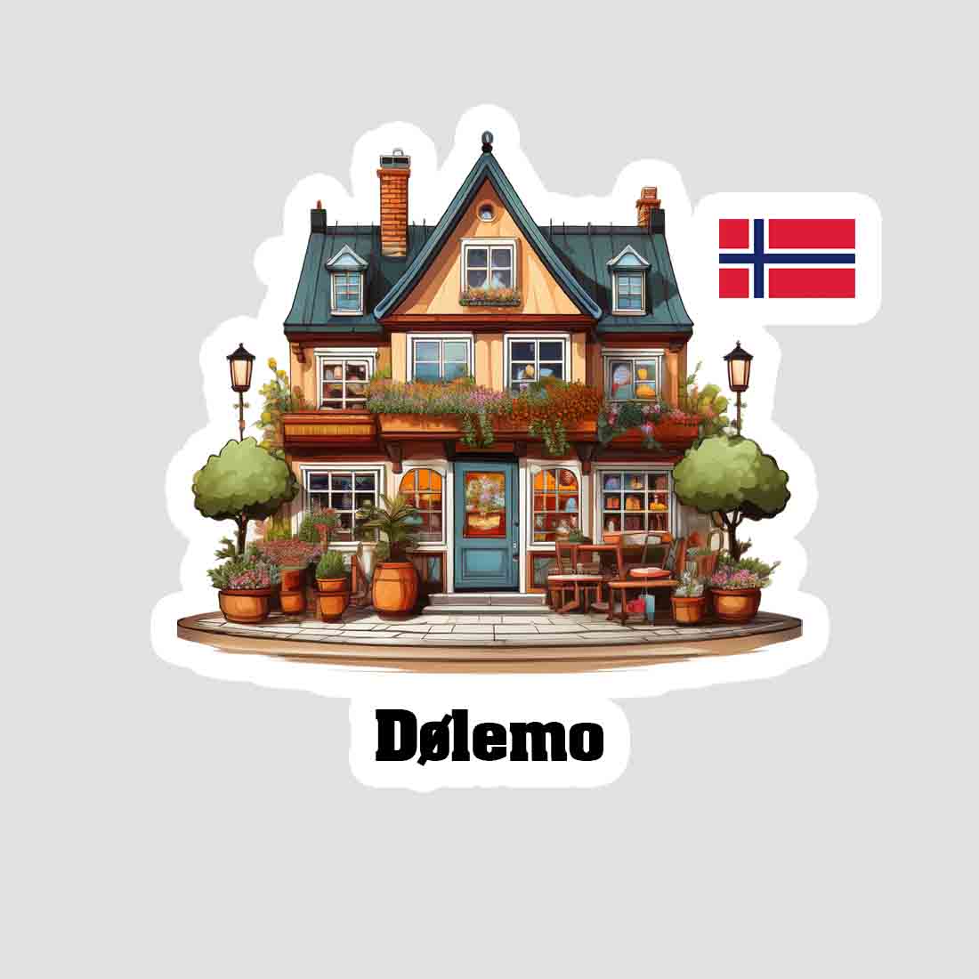 Dølemo Home Town Office Shop Norway Sticker