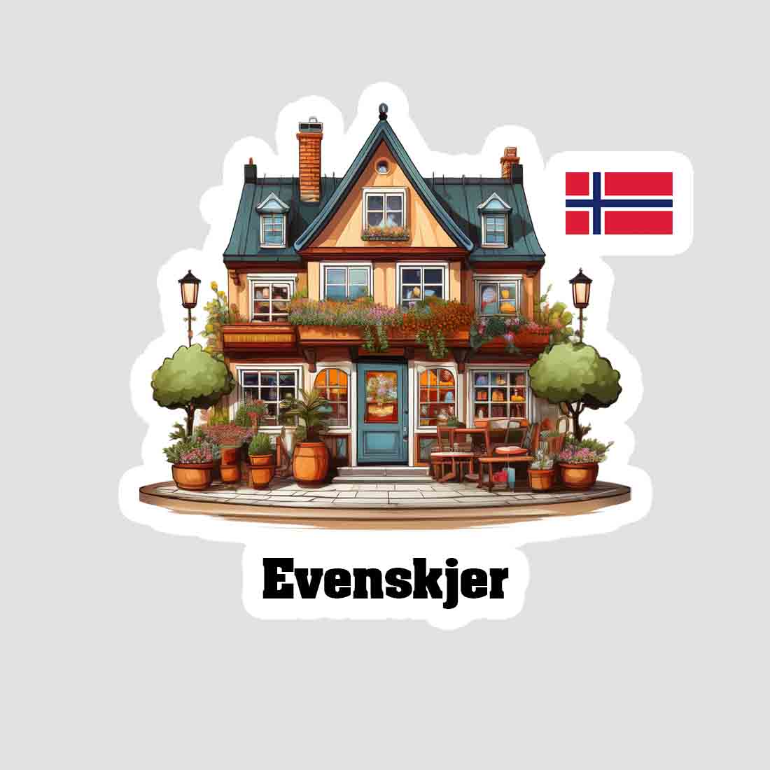 Evenskjer Home Town Office Shop Norway Sticker