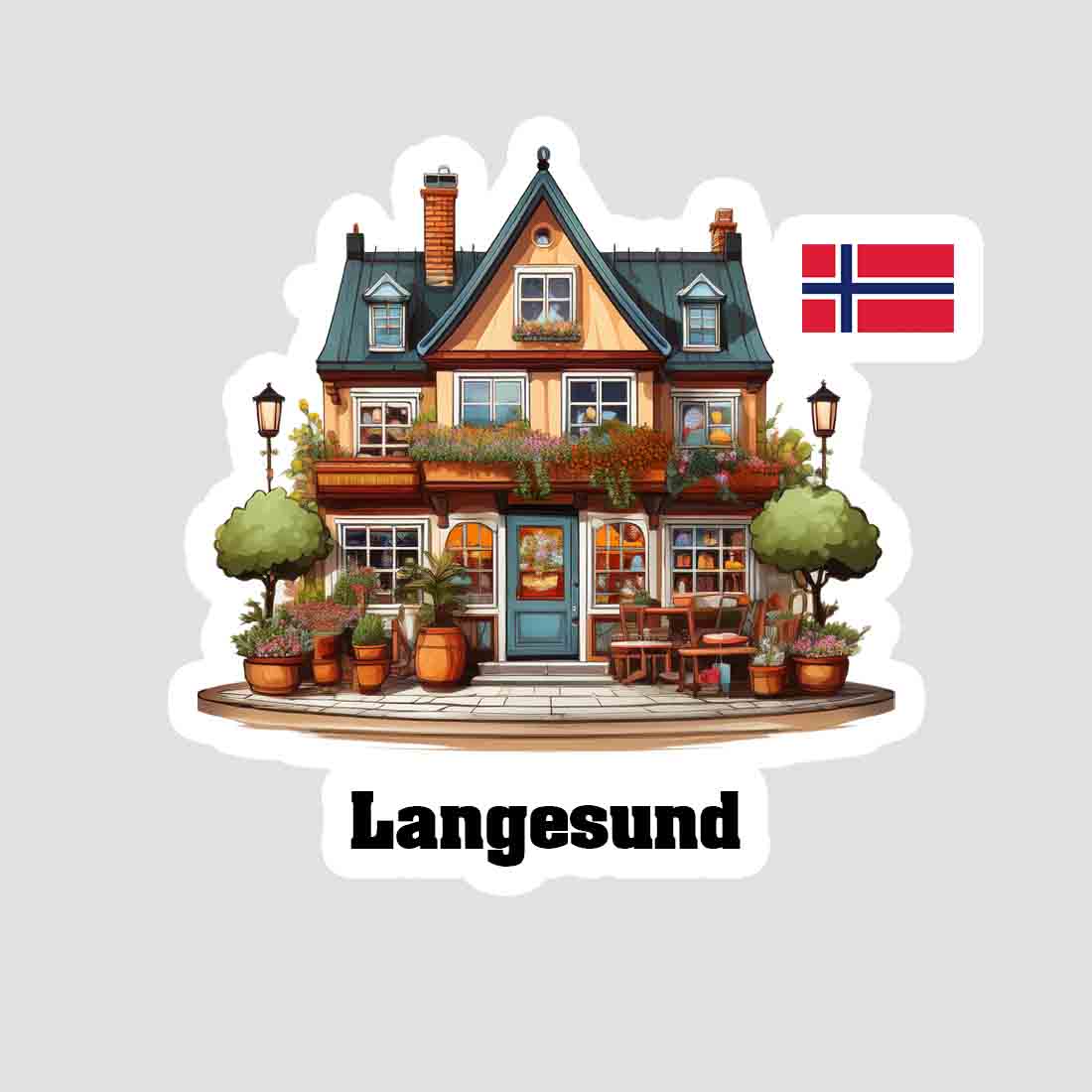 Langesund Home Town Office Shop Norway Sticker