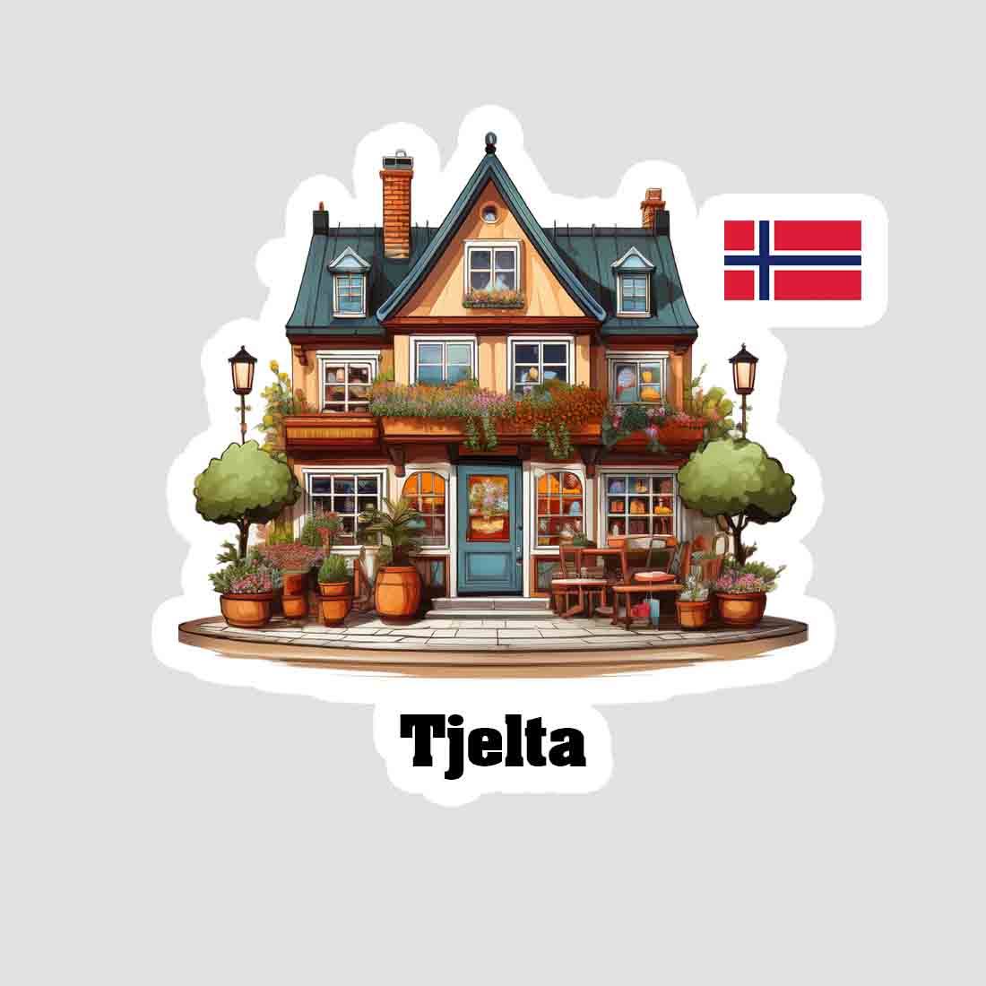 Tjelta Home Town Office Shop Norway Sticker