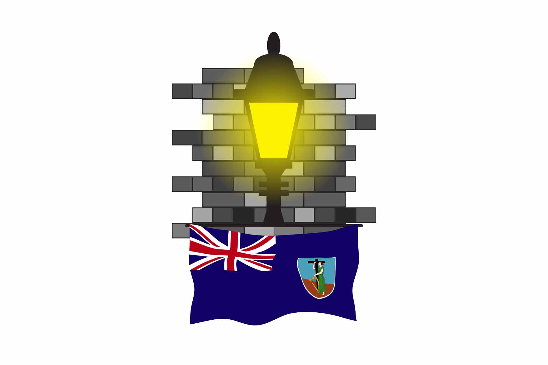 Montserrat Street Lamp Bricks Sticker