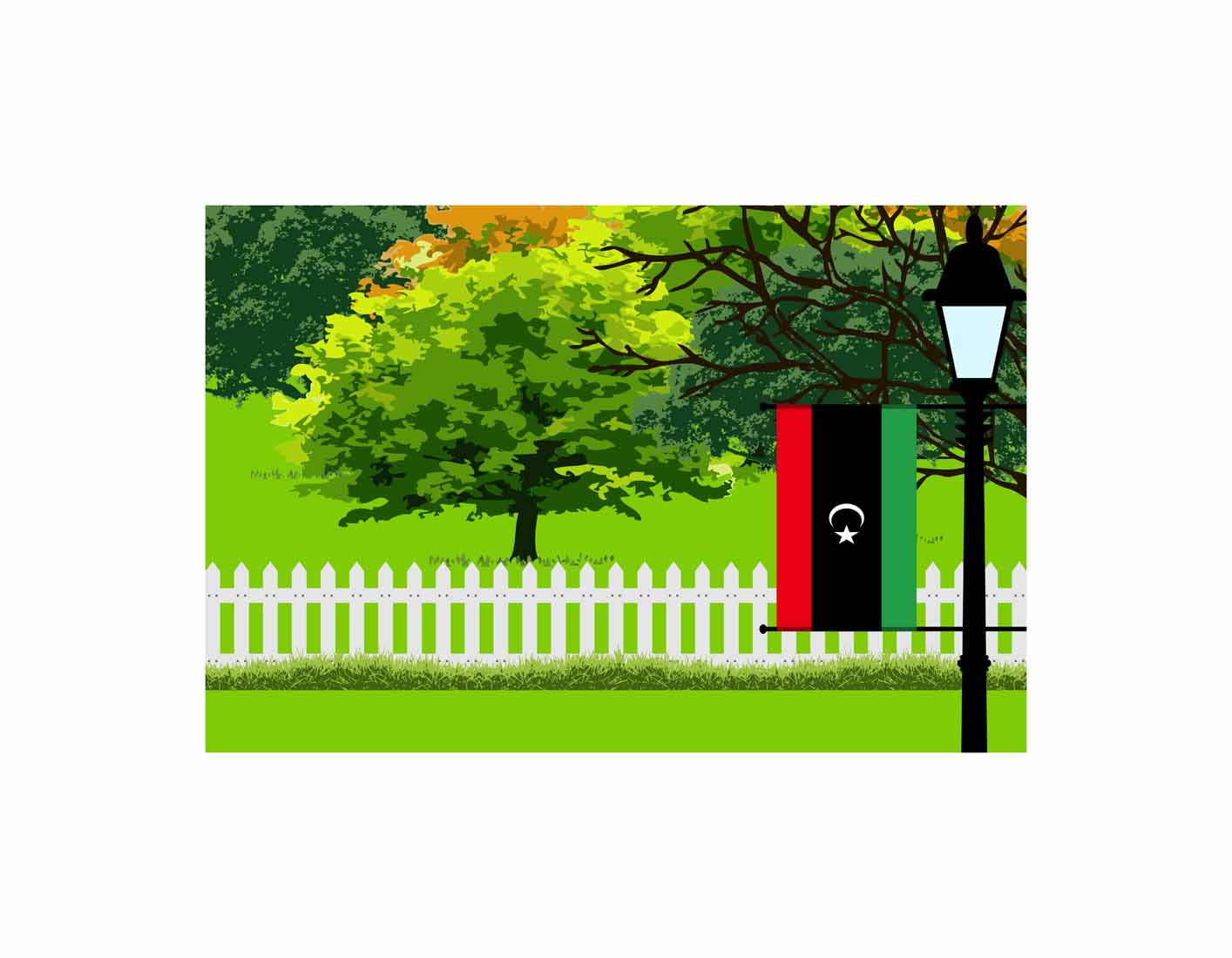 Libya Trees and Street Lamp Sticker