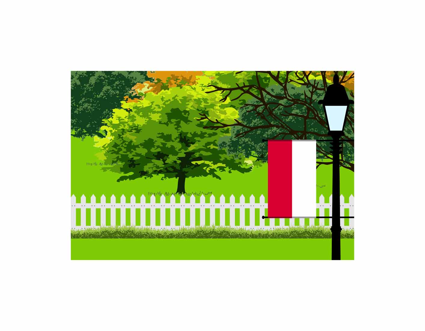 Monaco Trees and Street Lamp Sticker