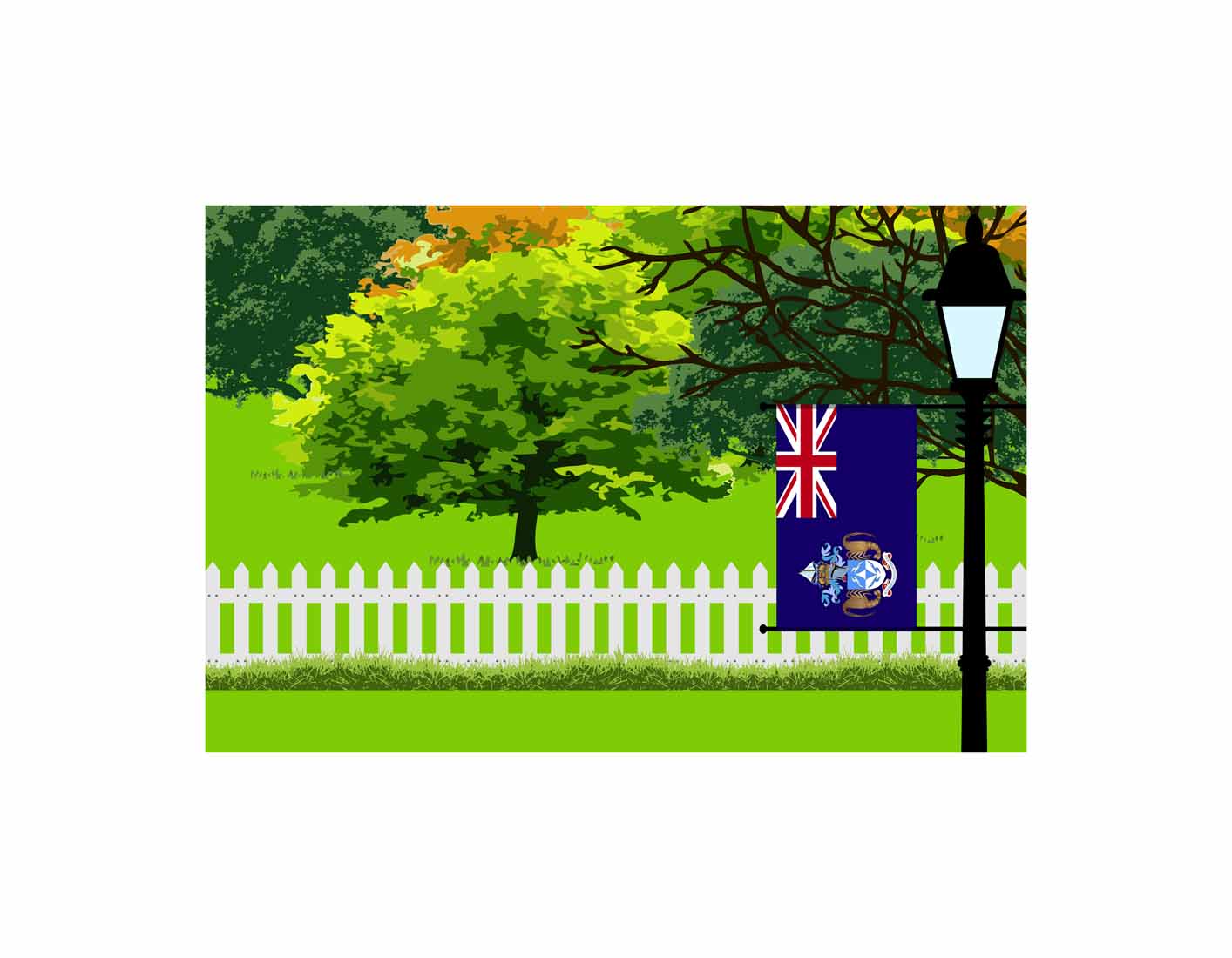Tristan da Cunha Trees and Street Lamp Sticker