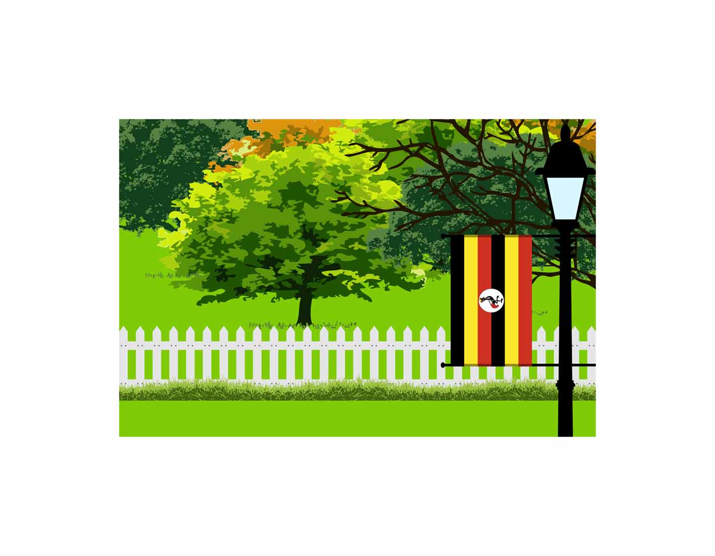 Uganda Trees and Street Lamp Sticker