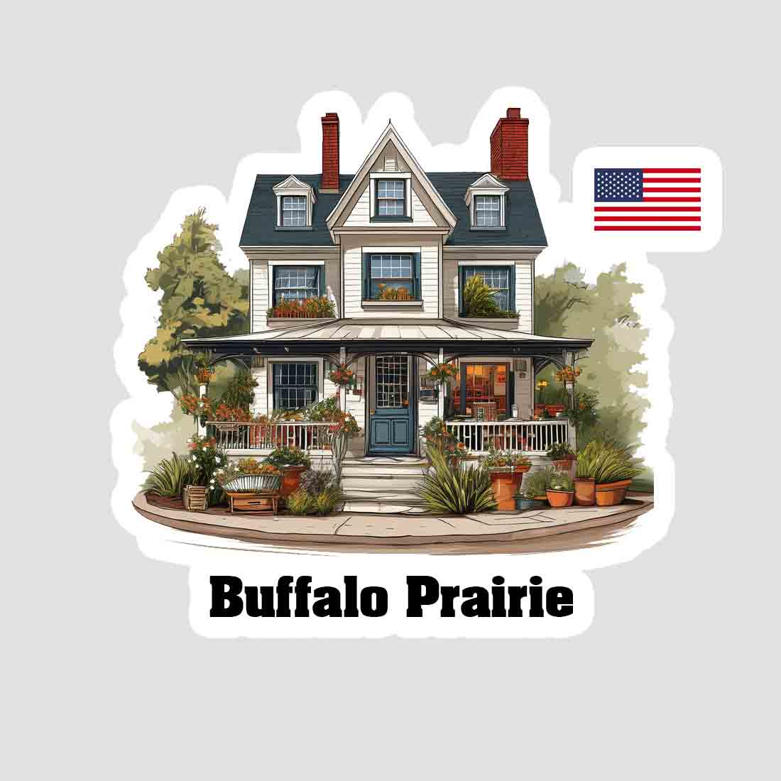 Buffalo Prairie Home Town Office Shop USA Sticker