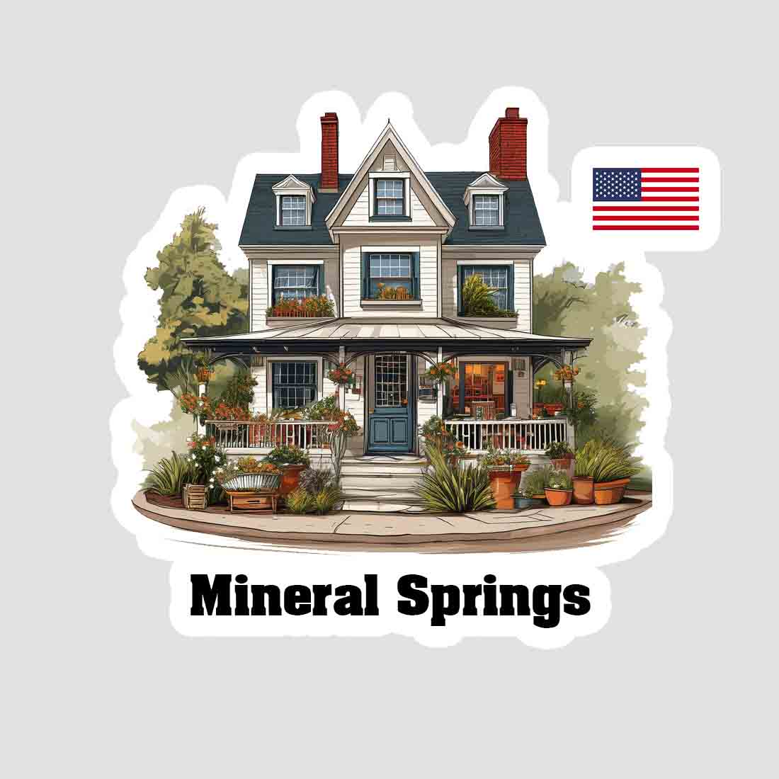 Mineral Springs Home Town Office Shop USA Sticker