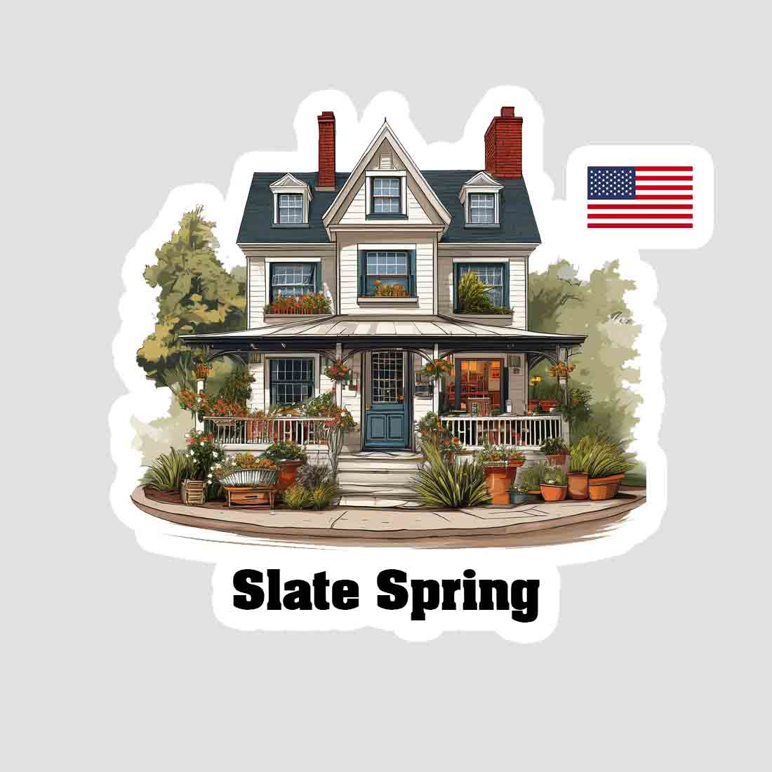 Slate Spring Home Town Office Shop USA Sticker